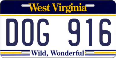 WV license plate DOG916