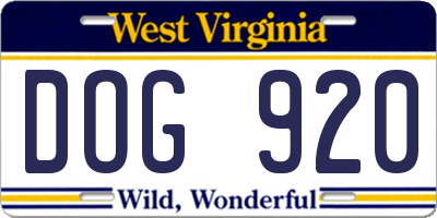 WV license plate DOG920