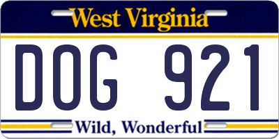 WV license plate DOG921