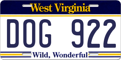WV license plate DOG922