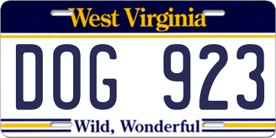 WV license plate DOG923