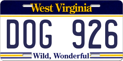WV license plate DOG926