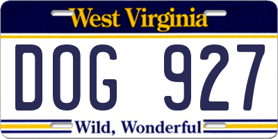 WV license plate DOG927