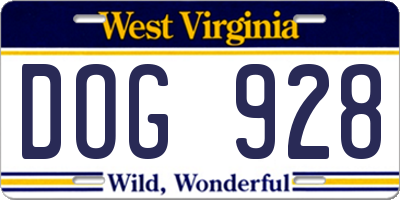 WV license plate DOG928