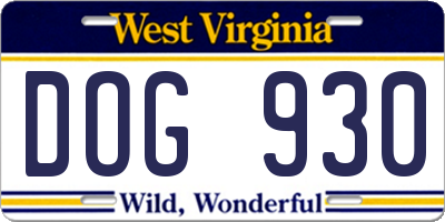 WV license plate DOG930