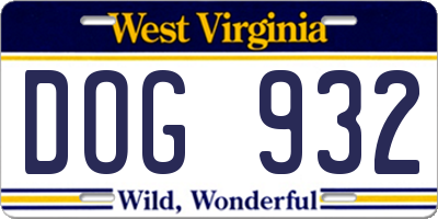 WV license plate DOG932