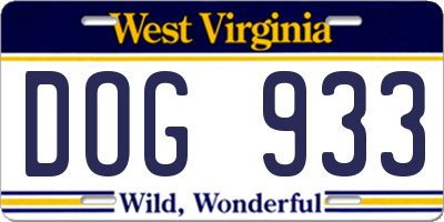 WV license plate DOG933