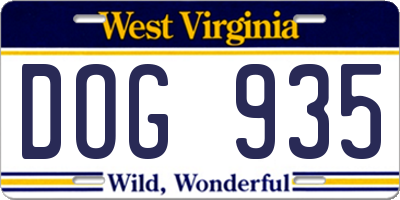 WV license plate DOG935