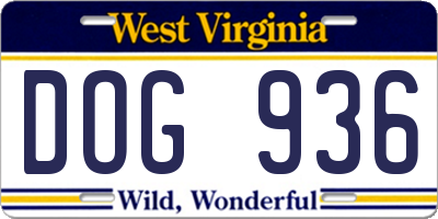 WV license plate DOG936