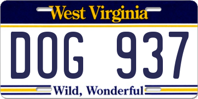 WV license plate DOG937
