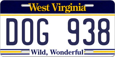 WV license plate DOG938