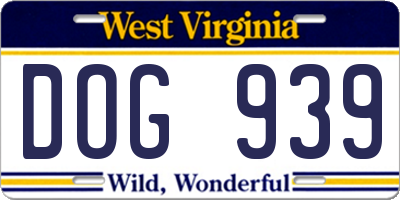 WV license plate DOG939