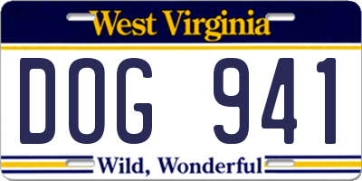 WV license plate DOG941