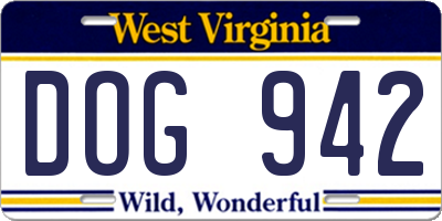 WV license plate DOG942