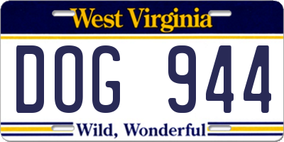WV license plate DOG944