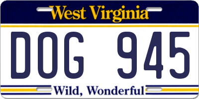WV license plate DOG945