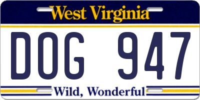 WV license plate DOG947