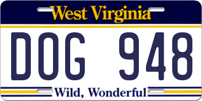 WV license plate DOG948