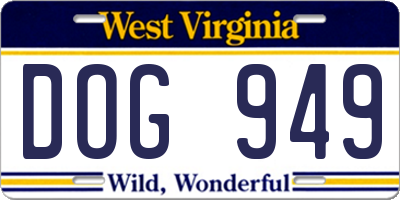 WV license plate DOG949