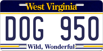 WV license plate DOG950