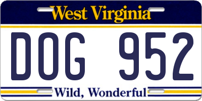 WV license plate DOG952