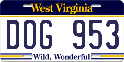 WV license plate DOG953