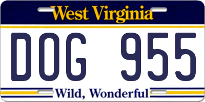 WV license plate DOG955