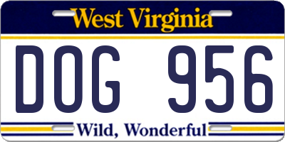 WV license plate DOG956