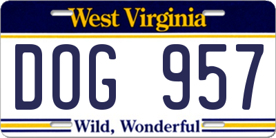 WV license plate DOG957