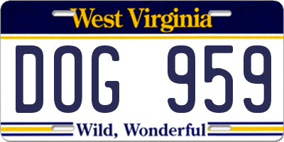 WV license plate DOG959