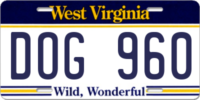 WV license plate DOG960