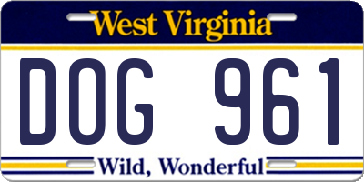 WV license plate DOG961