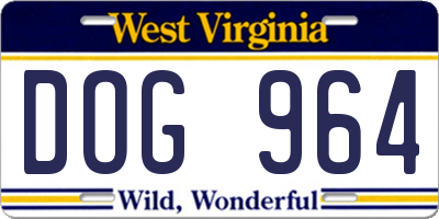 WV license plate DOG964