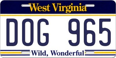 WV license plate DOG965