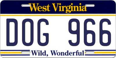 WV license plate DOG966