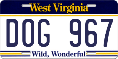 WV license plate DOG967