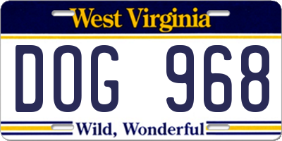 WV license plate DOG968