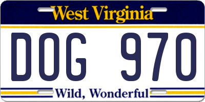 WV license plate DOG970