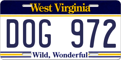 WV license plate DOG972