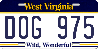 WV license plate DOG975