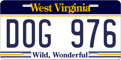 WV license plate DOG976