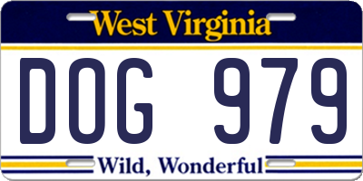 WV license plate DOG979