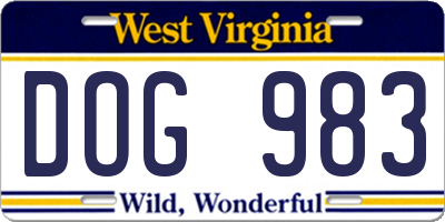 WV license plate DOG983