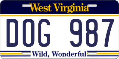 WV license plate DOG987