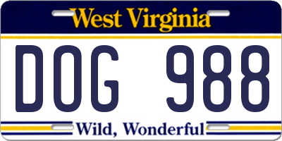 WV license plate DOG988