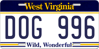 WV license plate DOG996