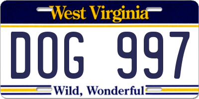 WV license plate DOG997