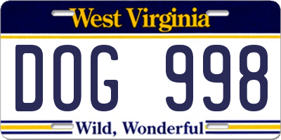 WV license plate DOG998