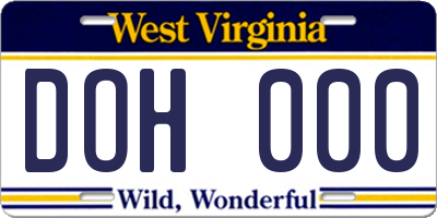WV license plate DOH000