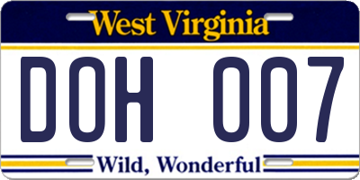 WV license plate DOH007